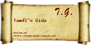 Tamás Gida névjegykártya