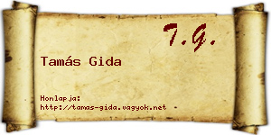 Tamás Gida névjegykártya
